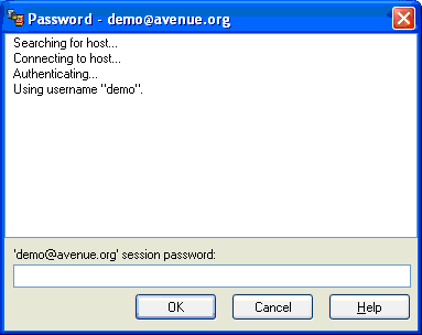 WinSCP password prompt window