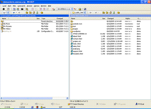 WinSCP local and remote directories